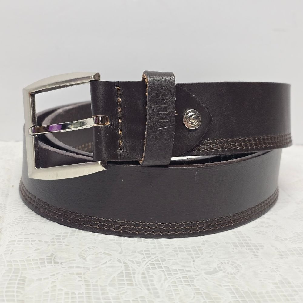Velez Genuine Dark Brown Leather Men's Belt Size 36 / 38 Classic Business Casual
